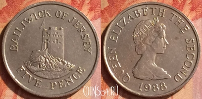 Джерси 5 пенсов 1988 года, KM# 56.1, 115o-016