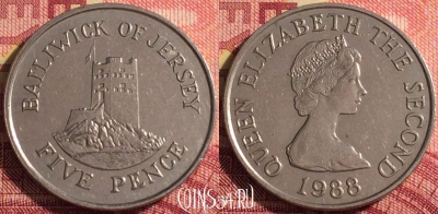 Джерси 5 пенсов 1988 года, KM# 56.1, 289i-112