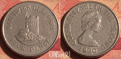 Джерси 5 пенсов 1990 года, KM# 56.2, 235i-007