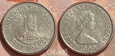 Джерси 5 пенсов 1990 года, KM# 56.2, 350q-053