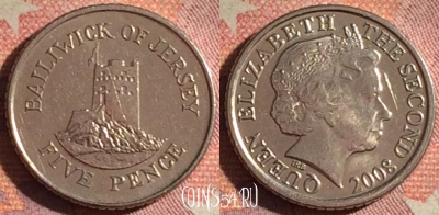 Джерси 5 пенсов 2008 года, KM# 105, 192i-056