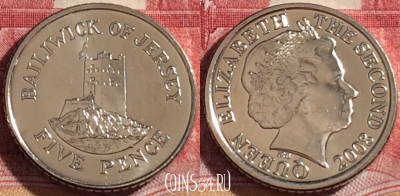 Джерси 5 пенсов 2008 года, KM# 105, UNC, 263-096