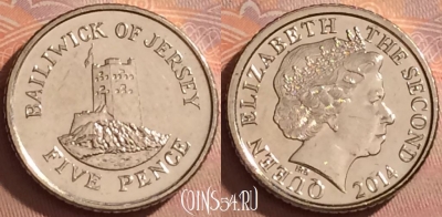 Джерси 5 пенсов 2014 года, KM# 105, 376k-072
