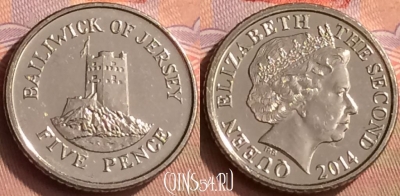 Джерси 5 пенсов 2014 года, магн., 412-040