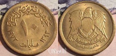 Египет 10 миллим 1973 года (١٩٧٣), KM# 435, a116-107