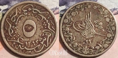 Египет 5/10 кирша 1876 года (١٢٩٣), KM# 291, 168-009