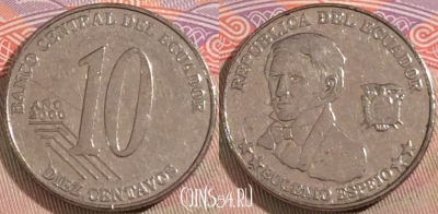 Эквадор 10 сентаво 2000 года, KM# 106, 129b-071