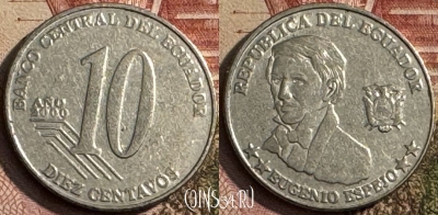Эквадор 10 сентаво 2000 года, KM# 106, 220s-017