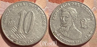 Эквадор 10 сентаво 2000 года, KM# 106, 351q-045
