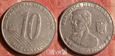 Эквадор 10 сентаво 2000 года, KM# 106, 399-137