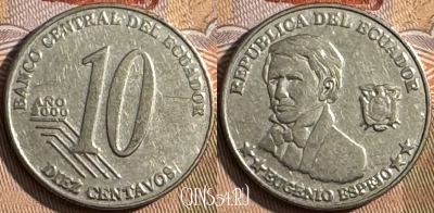 Эквадор 10 сентаво 2000 года, KM# 106, s435s-135