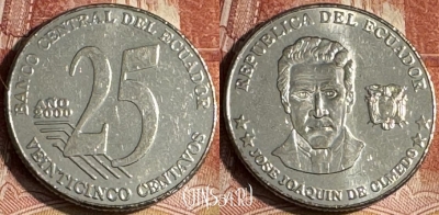 Эквадор 25 сентаво 2000 года, KM# 107, 175t-143