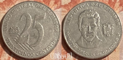 Эквадор 25 сентаво 2000 года, KM# 107, 488р-139