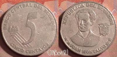 Эквадор 5 сентаво 2000 года, KM# 105, 174k-136