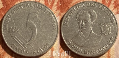 Эквадор 5 сентаво 2000 года, KM# 105, 211r-014
