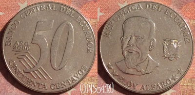 Эквадор 50 сентаво 2000 года, KM# 108, 159i-054