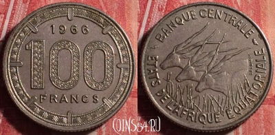 Экваториальная Африка 100 франков 1966 г., KM# 5, 188j-103
