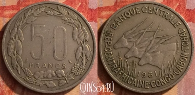 Экваториальная Африка 50 франков 1961 г., KM# 3, 155o-095 ♛