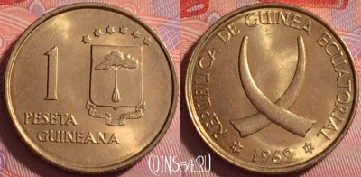 Экваториальная Гвинея 1 песета 1969 года, UNC, 289j-101