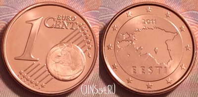 Эстония 1 евроцент 2011 года, KM# 61, UNC, 118k-062