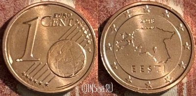 Эстония 1 евроцент 2018 года, KM# 61, UNC, 507s-086