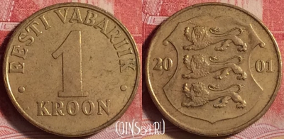Эстония 1 крона 2001 года, KM# 35, 203j-039