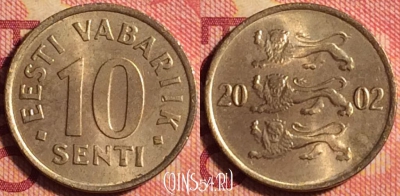 Эстония 10 сентов 2002 года, KM# 22, 158j-090