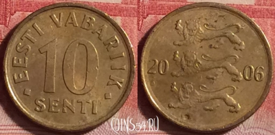 Эстония 10 сентов 2006 года, KM# 22, 211j-072