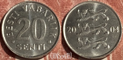 Эстония 20 сентов 2004 года, KM# 23a, 499р-083