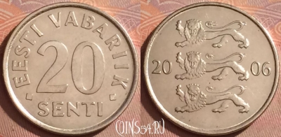Эстония 20 сентов 2006 года, KM# 23a, 376k-137