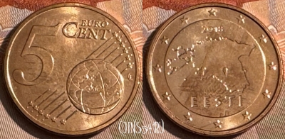 Эстония 5 евроцентов 2018 года, KM# 63, UNC, 508s-075