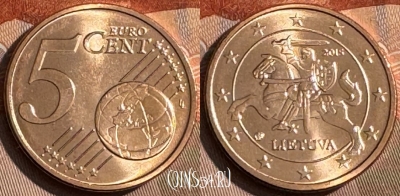 Литва 5 евроцентов 2015 года, KM# 207, UNC, s508s-079