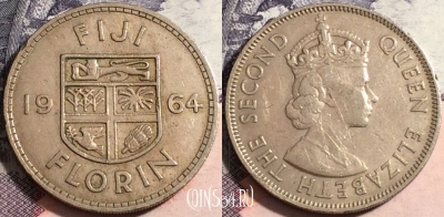 Фиджи 1 флорин 1964 года, KM# 24, 168-019