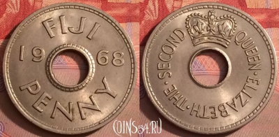 Фиджи 1 пенни 1968 года, KM# 21, 082j-059