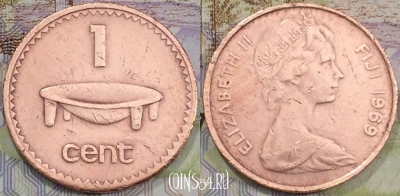 Фиджи 1 цент 1969 года, KM 27, 117-101