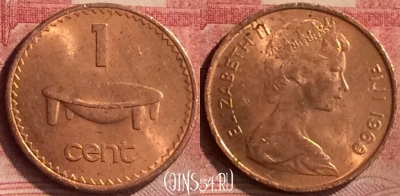 Фиджи 1 цент 1969 года, KM# 27, 140m-050