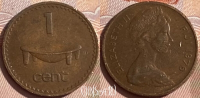 Фиджи 1 цент 1976 года, KM# 27, 178r-090 ♛