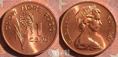 Фиджи 1 цент 1981 года, KM# 39, UNC, 061i-115