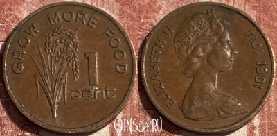 Фиджи 1 цент 1981 года, KM# 39, 499р-092