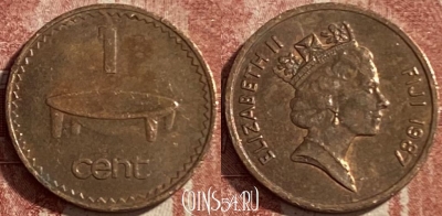 Фиджи 1 цент 1987 г., KM# 49, 485р-005 ♛