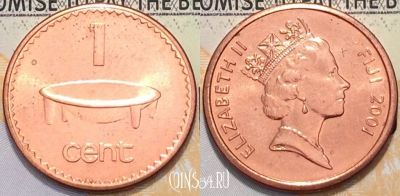 Фиджи 1 цент 2001 года, KM 49a, 118-111