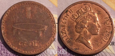Фиджи 1 цент 2001 года, KM# 49a, 186a-135
