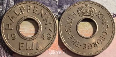 Фиджи 1/2 пенни 1949 года, KM# 16, 164-028