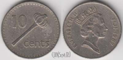 Фиджи 10 центов 1987 года, KM 52, 131-031