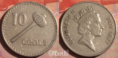 Фиджи 10 центов 1987 года, KM# 52, 264c-100