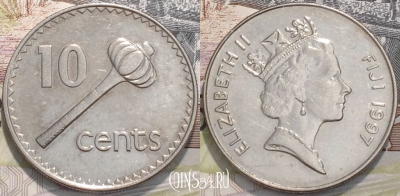 Фиджи 10 центов 1997 года, KM 52a, 118-030