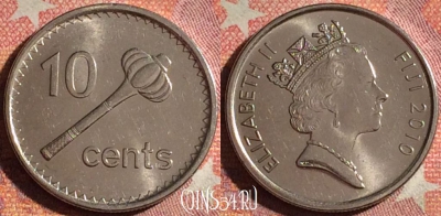 Фиджи 10 центов 2010 года, KM# 120, 371-023