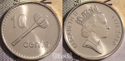 Фиджи 10 центов 2010 года, KM# 120, UNC, 161-047