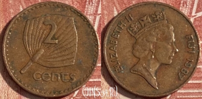 Фиджи 2 цента 1987 года, KM# 50, 202r-057 ♛