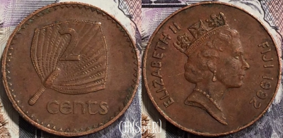 Фиджи 2 цента 1992 года, KM# 50a, 129-115